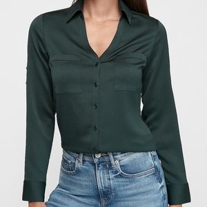 Express Portofino Dark Green Button Down Shirt